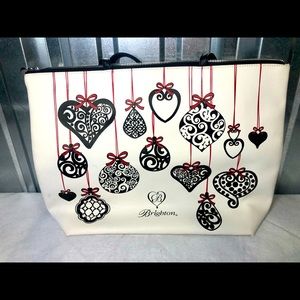 Brighton Love Notes Holiday Tote Bag Purse Black White Red